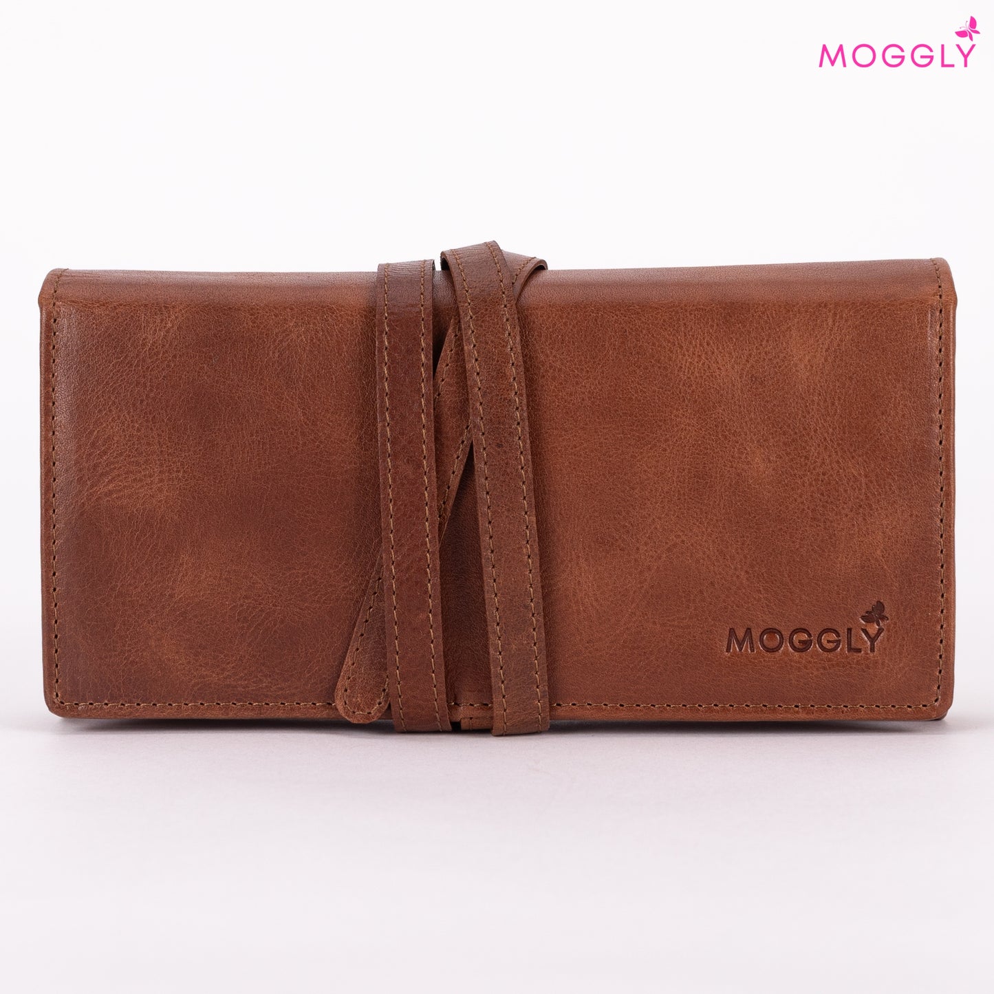 Jewelry Leather Wallet for Travel - Brown 4 folds