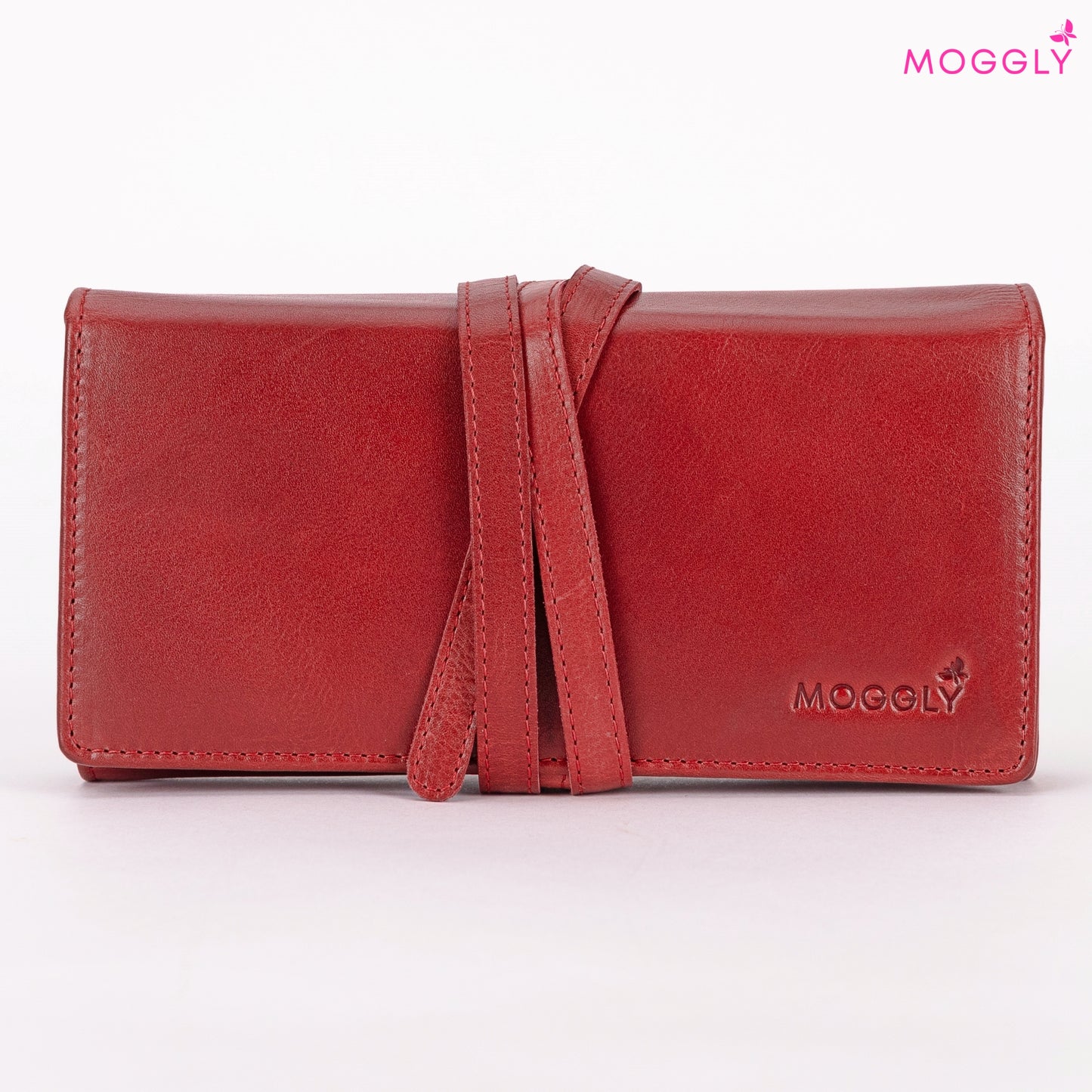 Jewelry Leather Wallet for Travel - Ruster Red 4folds