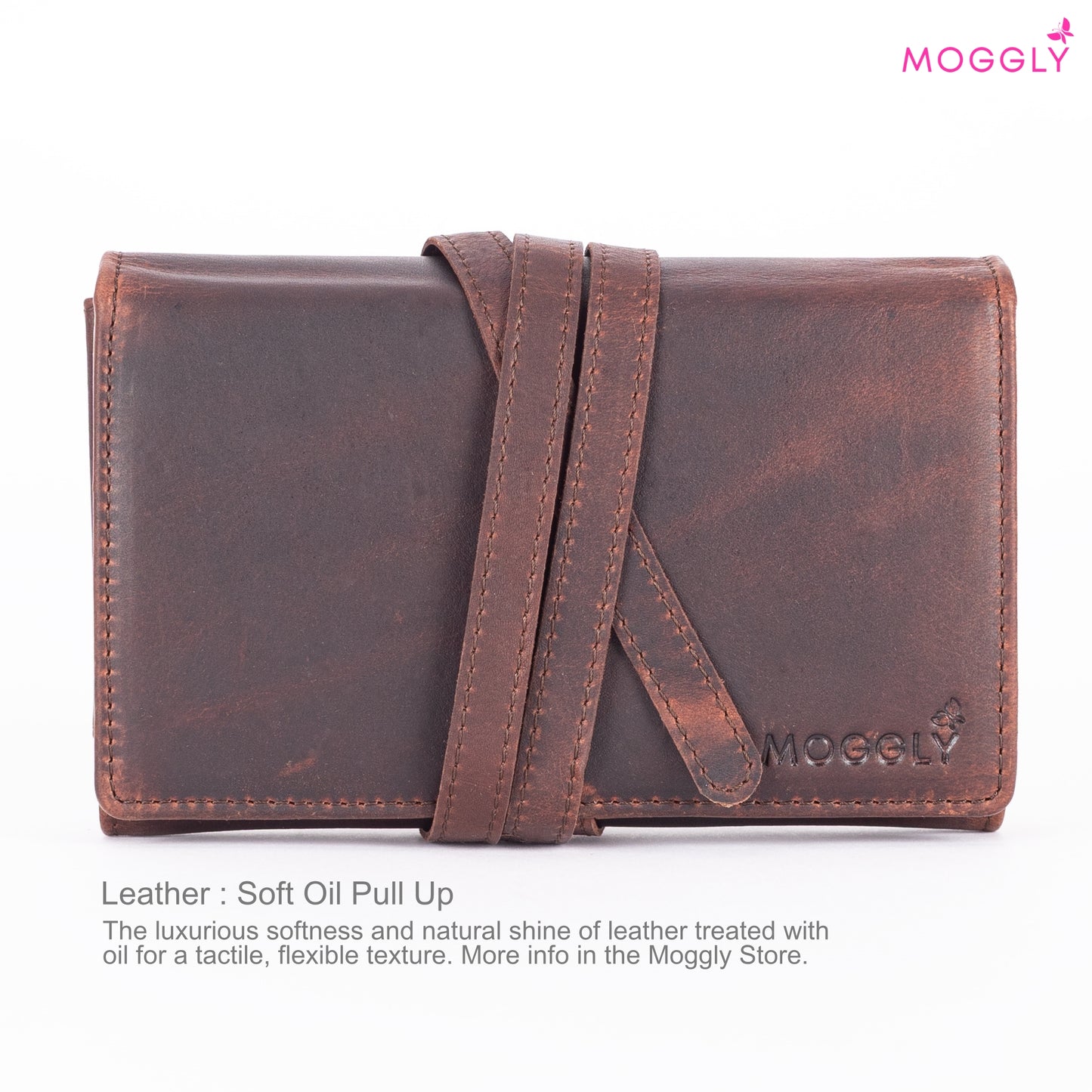 Jewelry Leather Wallet for Travel - Dark Brown 3folds