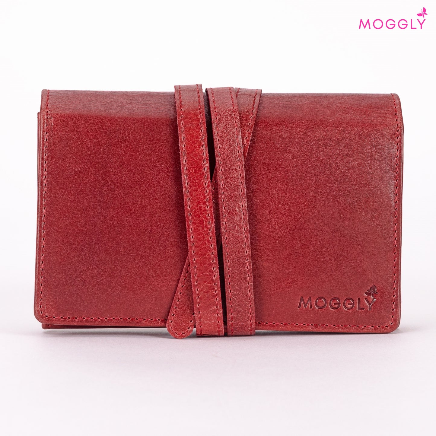 Jewelry Leather Wallet for Travel - Ruster Red 3 folds