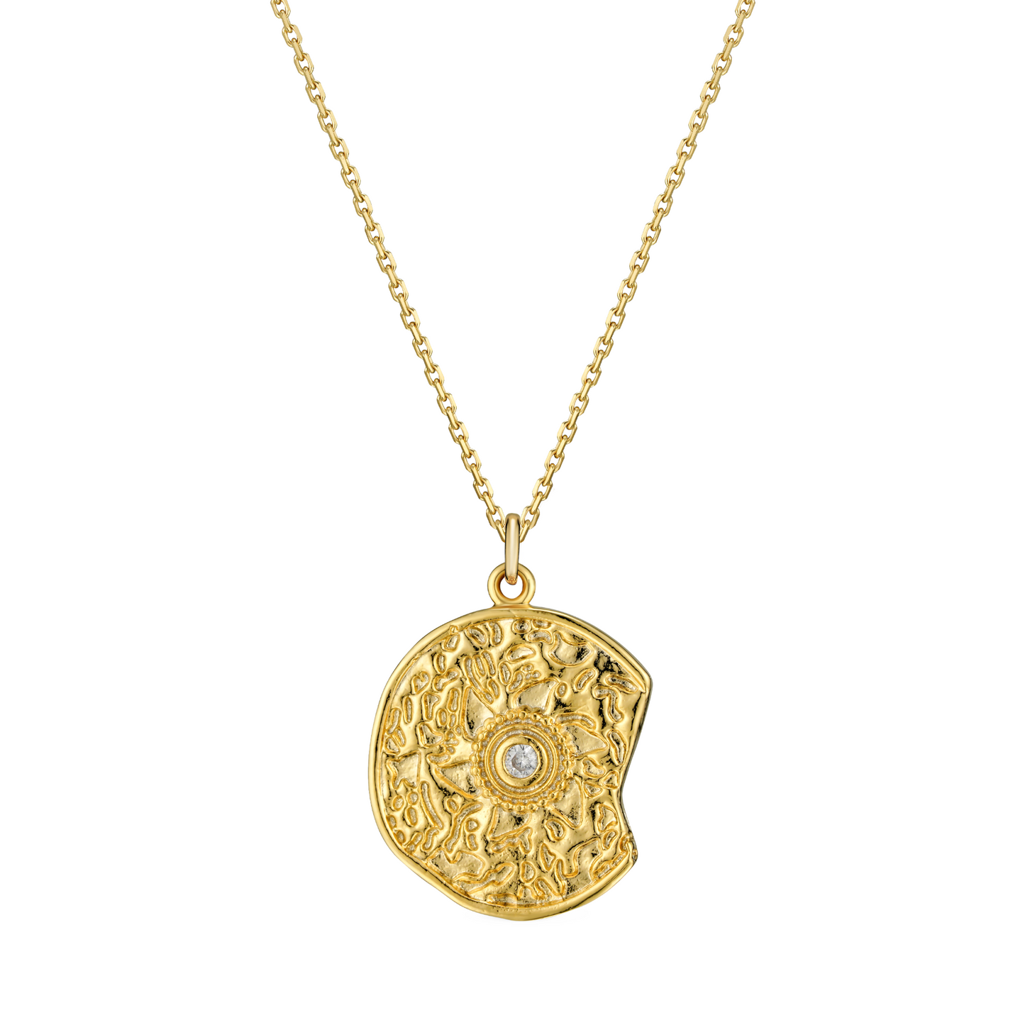 Necklace - Textured Round Coin Pendant Necklaces