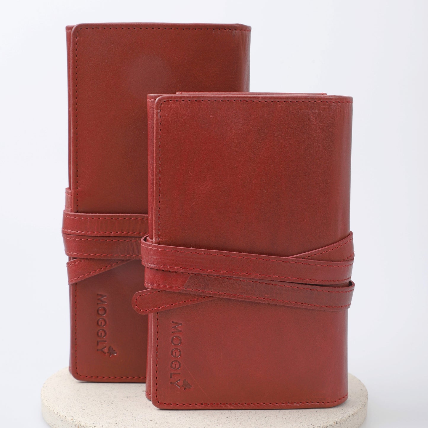 Jewelry Leather Wallet for Travel - Ruster Red 3 folds