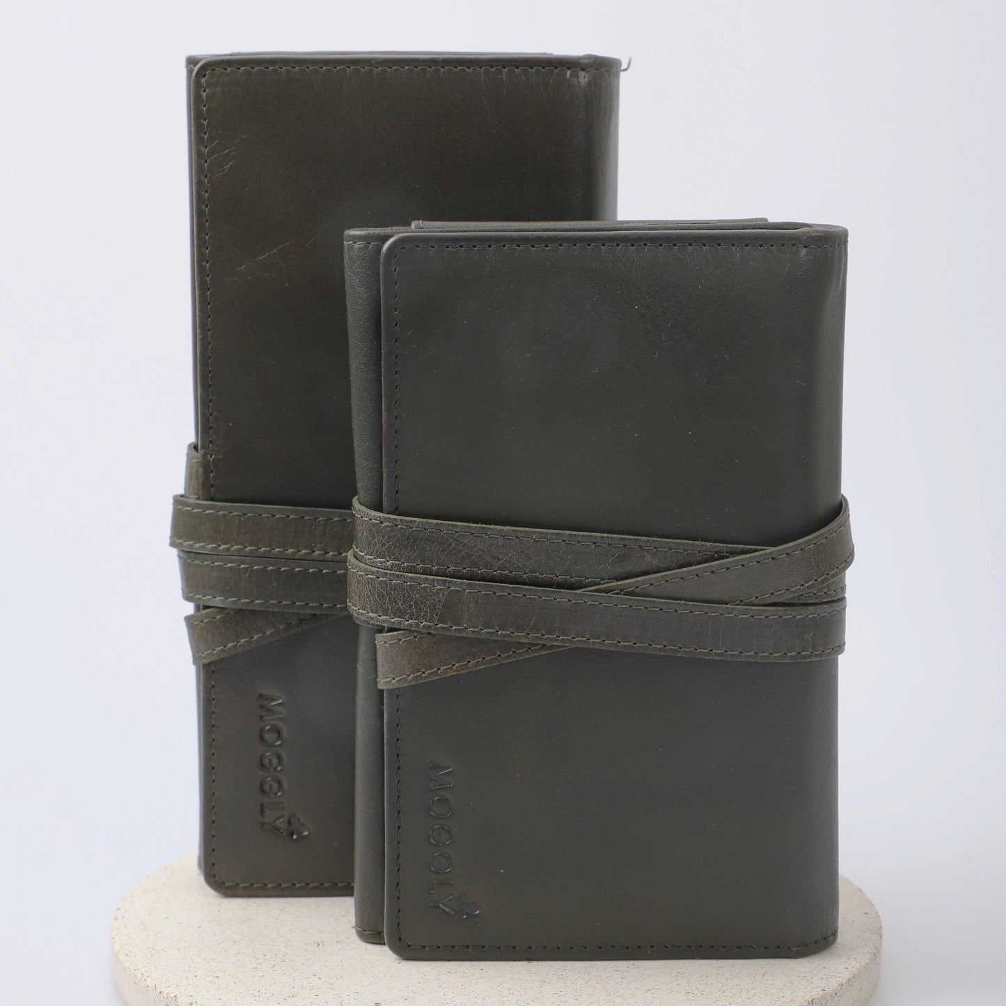 Jewelry Leather Wallet for Travel - Olive Green 4 folds